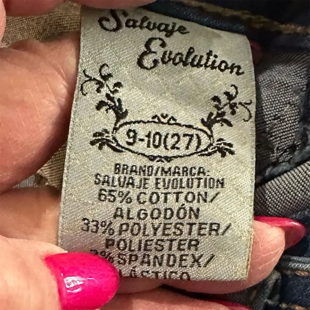 Salvaje Evolution Women's embellished space/Art‎ Acid Wash Denim jeans Size 9